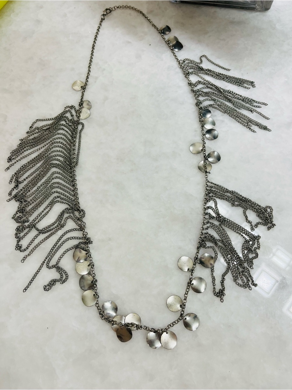 Silver-Tone Fringe Disc Necklace - Women Jewelry